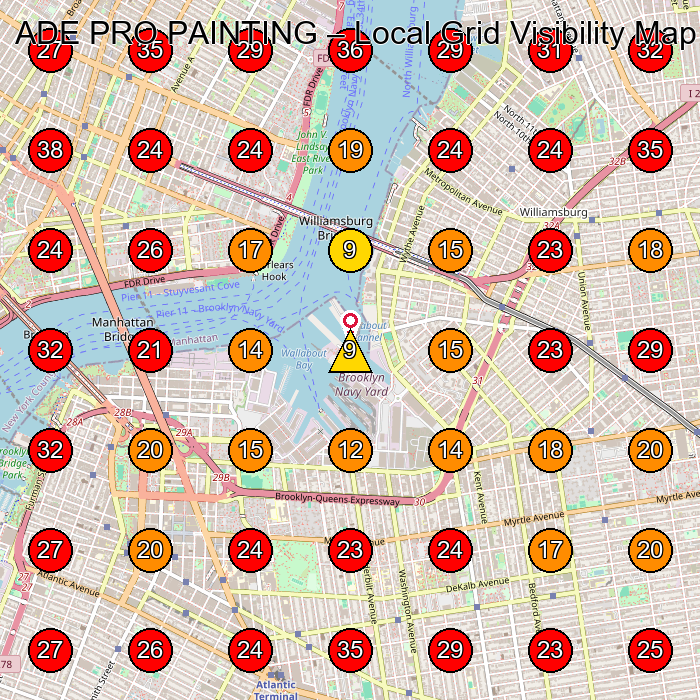 ADE PRO PAINTING GeoGrid visibility map for House Cleaning Service in None